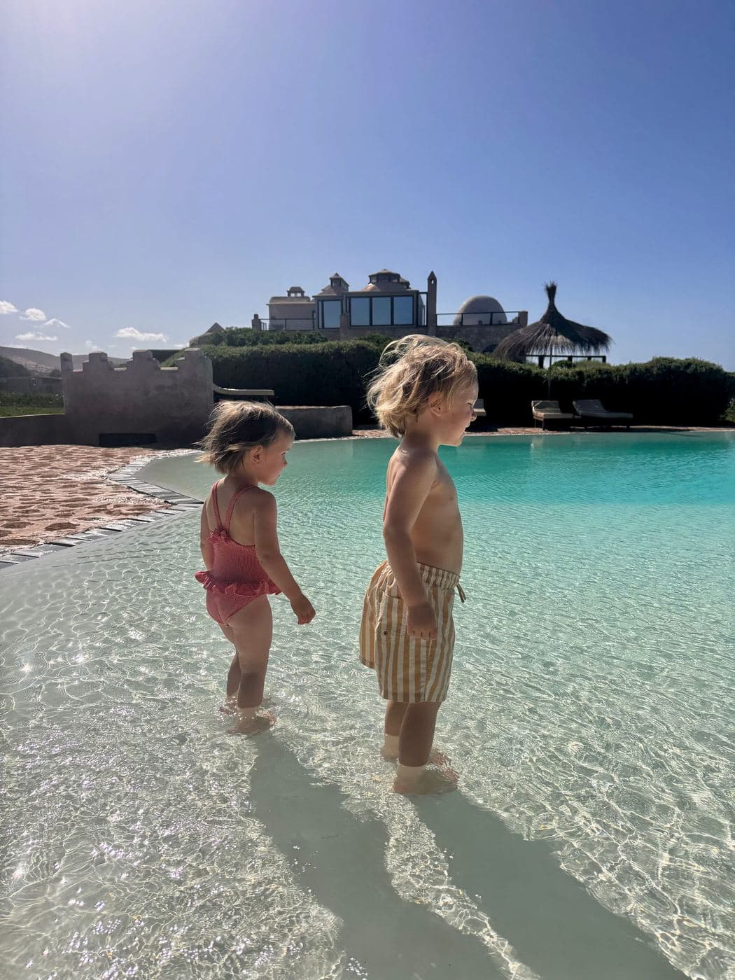 Our two in the pool at Dar Danse, Morocco